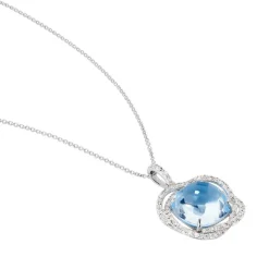 Collier Marie-jacqueline Or Blanc Topaze Et Diamant