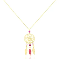 Collier Marion Attrape Reve Plumes Or Jaune
