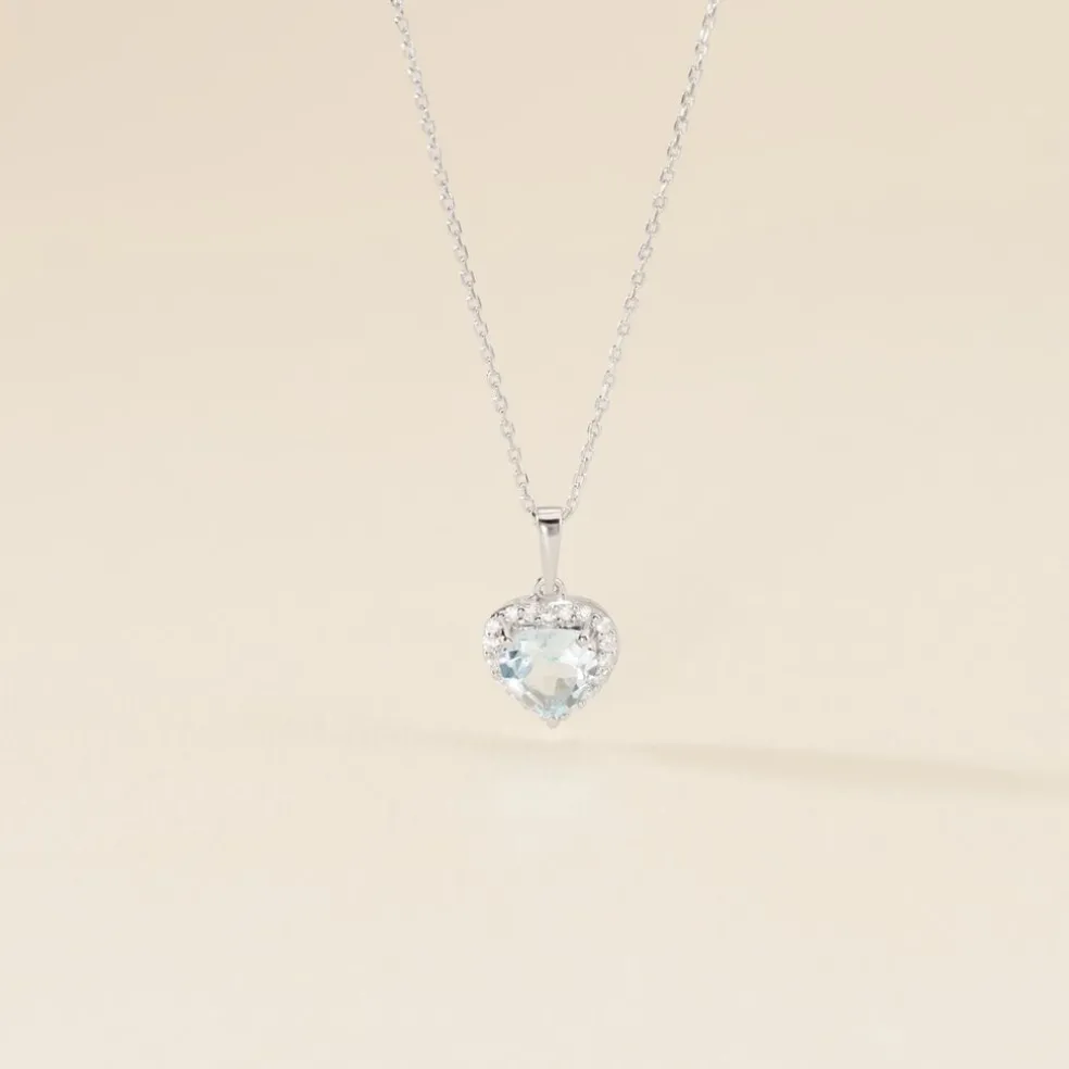 Collier Meliora Or Blanc Topaze Bleu Sky Oxyde De Zirconium