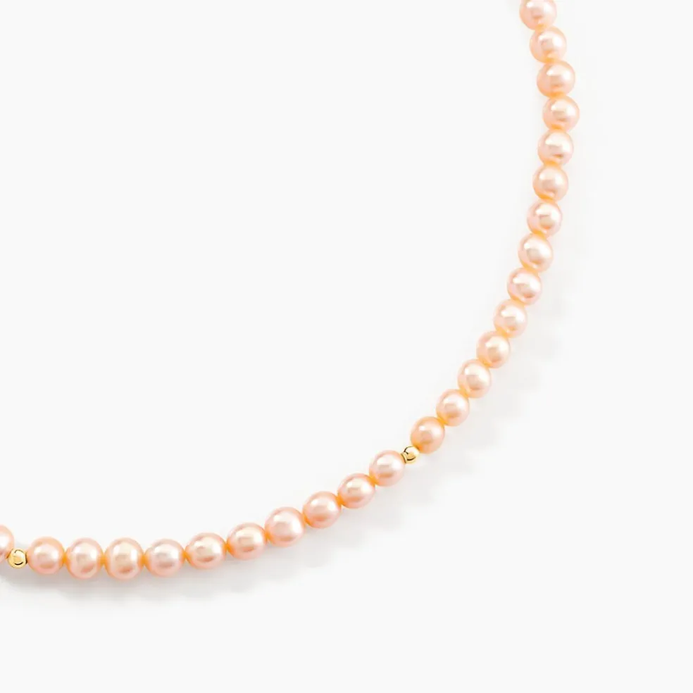 Collier Multicolore Or Jaune Perle De Culture
