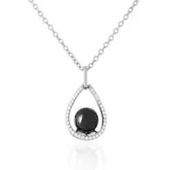 Collier Nerea Argent Blanc Céramique Et Oxyde De Zirconium