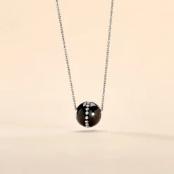 Collier Nina Cera Argent Blanc Strass Et Céramique