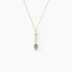 Collier Ondulations Or Jaune Emeraude Diamant