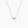 Collier Or Blanc Febe Emeraude Diamant