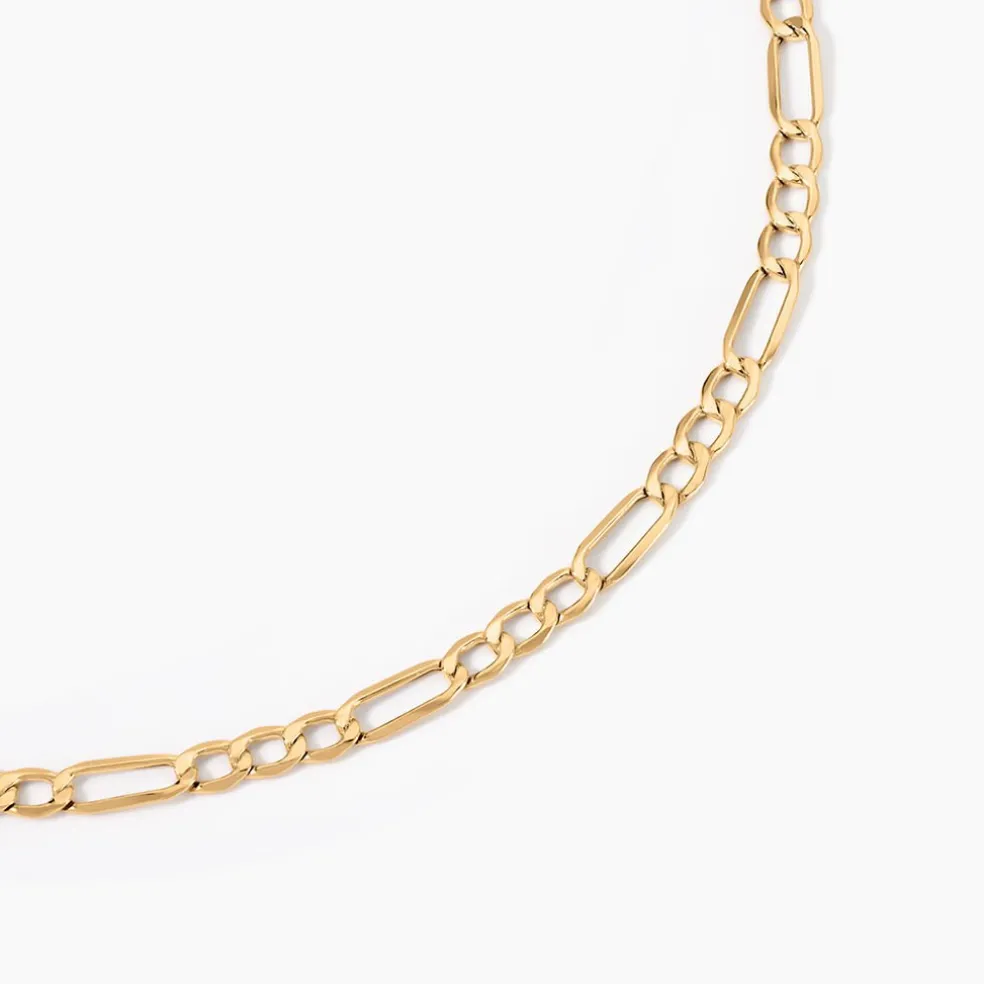 Collier Or Jaune Maille Alternée 1/3