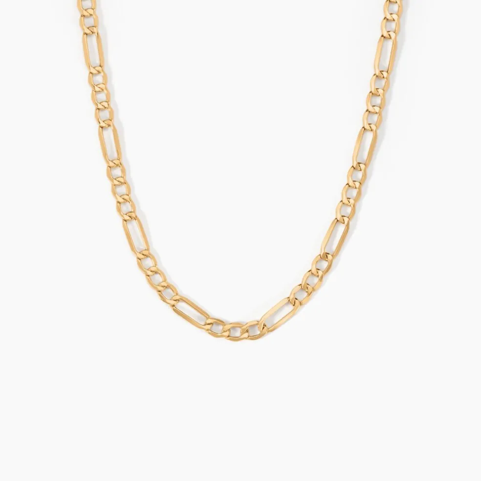 Collier Or Jaune Maille Alternée 1/3