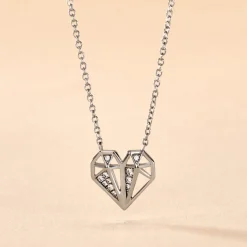 Collier Origami Argent Blanc Oxyde De Zirconium