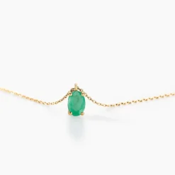 Collier Ovale Or Jaune Emeraude
