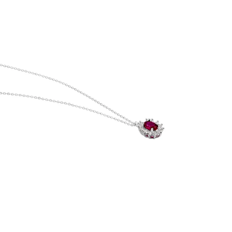 Collier Perez Argent Blanc Oxyde De Zirconium