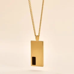 Collier Plaqué Or Jaune Francesco Onyx Noir
