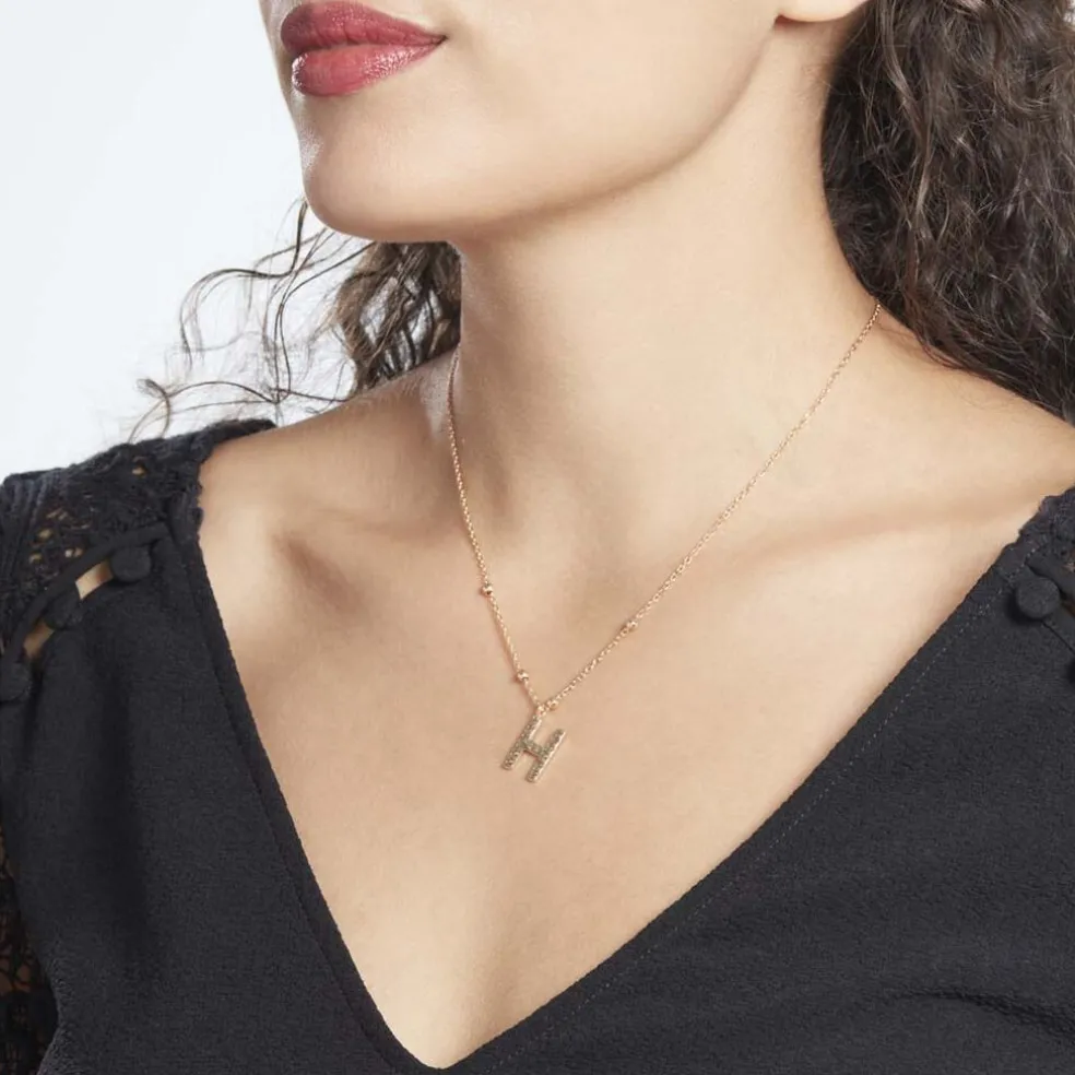 Collier Plaqué Or Jaune Lettra