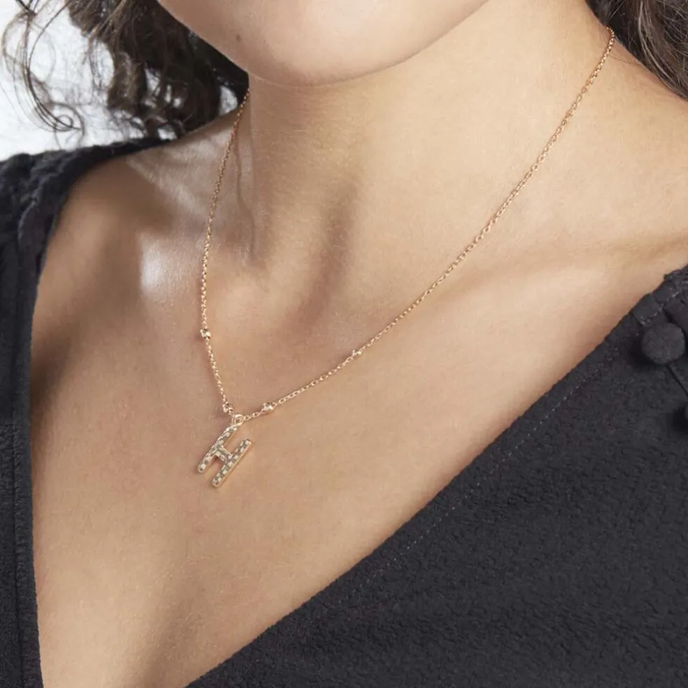 Collier Plaqué Or Jaune Lettra