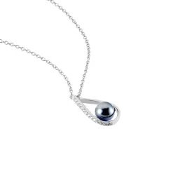Collier Polynesie Argent Blanc Perle D'imitation Et Oxyde De Zirconium