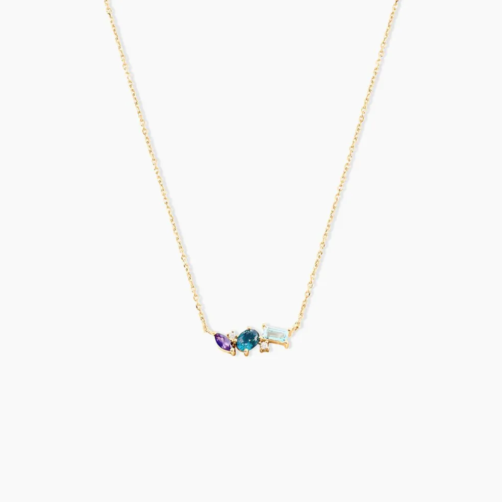 Collier Printemps Précieux Or Jaune Topaze Améthyste