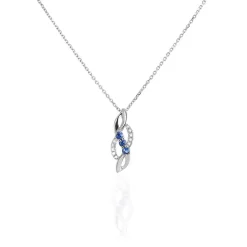 Collier Rosalyne Or Blanc Saphir Et Diamant