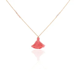 Collier Sautoir Ninon Argent Rose Perle D'imitation Et Chrysoprase