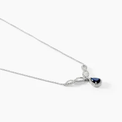 Collier Sissi Or Blanc Saphir Diamant
