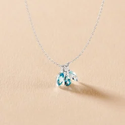Collier Spring Or Blanc Topaze Oxyde De Zirconium