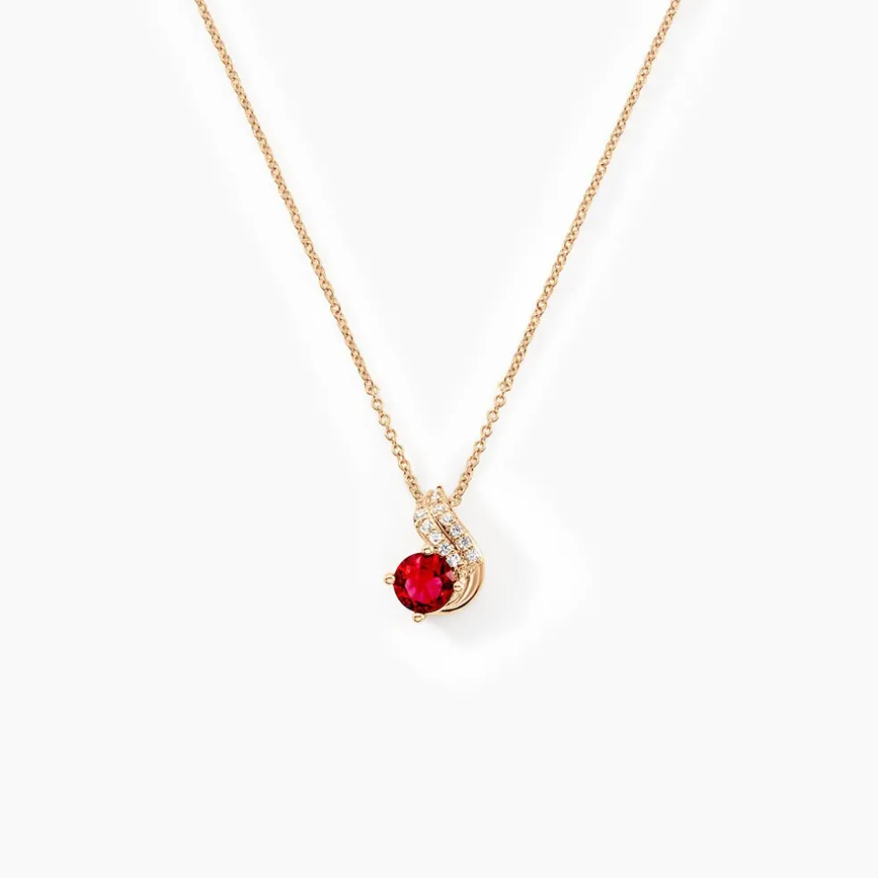 Collier Tyana Plaqué Or Jaune Pierre De Synthese Et Oxyde De Zirconium