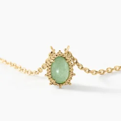 Collier Vintage Love Plaqué Or Jaune Aventurine