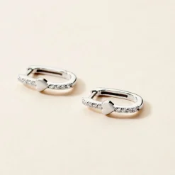 Creoles Argent Blanc Deep In Love Oxyde De Zirconium