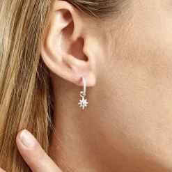Créole Unitaire Ancelin Rondes Argent Blanc Oxyde De Zirconium