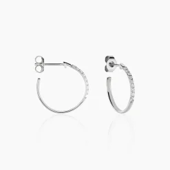 Créoles Ahab Argent Blanc Oxyde De Zirconium