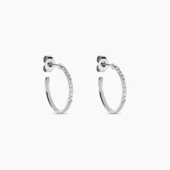 Créoles Ahab Argent Blanc Oxyde De Zirconium