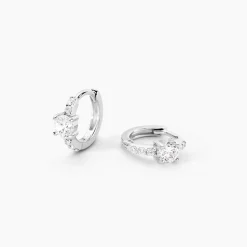 Créoles Argent Blanc Gregh Oxydes De Zirconium