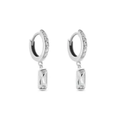 Créoles Argent Blanc Irenion Oxydes De Zirconium