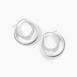 Créoles Argent Blanc Linnette Oxydes De Zirconium