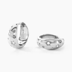 Créoles Astre Precieux Argent Blanc Oxyde De Zirconium
