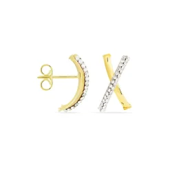 Créoles Bleona Croisees Or Jaune Strass