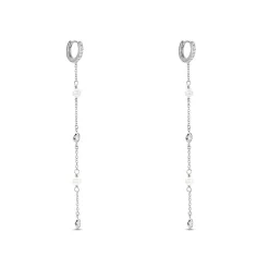 Créoles Cadogan Argent Blanc Perle De Culture Oxyde De Zirconium