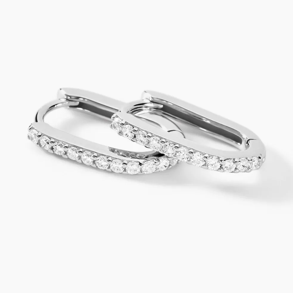 Créoles Caliste Argent Blanc Oxyde De Zirconium