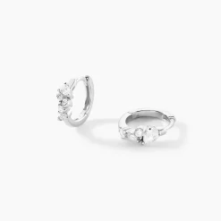 Créoles Eclat d'Aurore Argent Blanc Oxyde De Zirconium