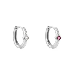 Créoles Fane Argent Rhodié Oxyde De Zirconium