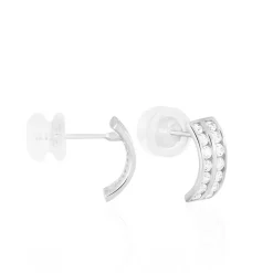 Créoles Jacobee Rondes Or Blanc Oxyde De Zirconium