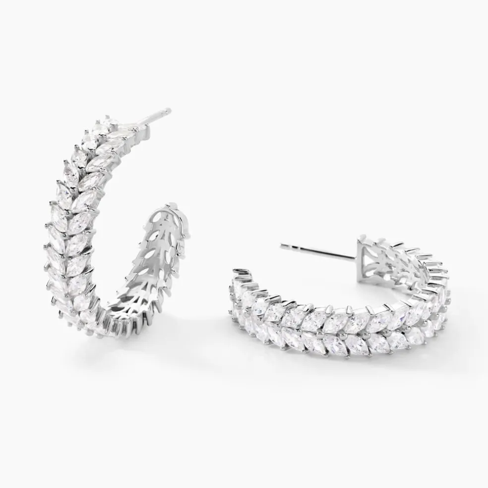 Créoles Jovan Argent Blanc Oxyde De Zirconium