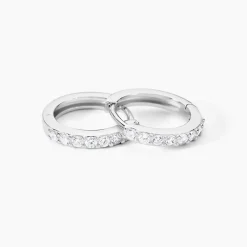 Créoles Jussi Argent Blanc Oxyde De Zirconium