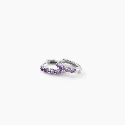Créoles Leatrice Or Blanc Amethyste Violet
