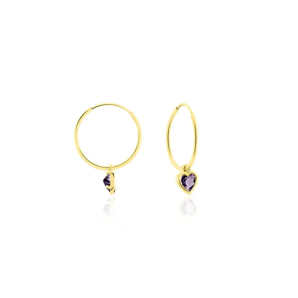 Créoles Marsie Coeur Or Jaune Amethyste