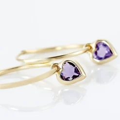 Créoles Marsie Coeur Or Jaune Amethyste