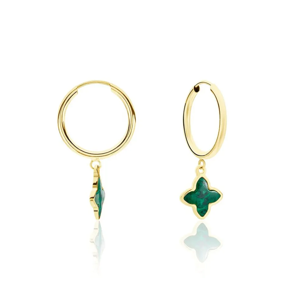 Créoles Marvella Or Jaune Malachite