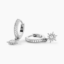 Créoles Ninette Argent Blanc Oxyde De Zirconium