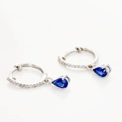 Créoles Or Blanc  Saphir Et Diamants