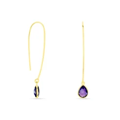 Créoles Phie Poire Or Jaune Amethyste