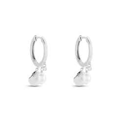 Créoles Shehla Argent Blanc Perle De Culture Oxyde De Zirconium