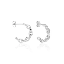 Créoles Trait D'union Argent Blanc Oxyde De Zirconium