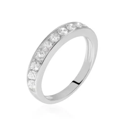 Demi-alliance Or Blanc  Valentine Diamant Synthetique
